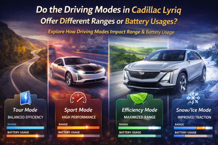 do the driving modes in cadillac lyriq offer different ranges or battery usages?