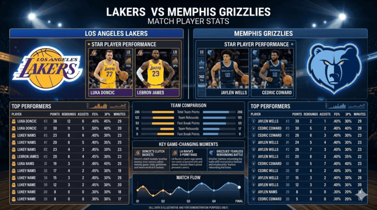 lakers vs memphis grizzlies match player stats