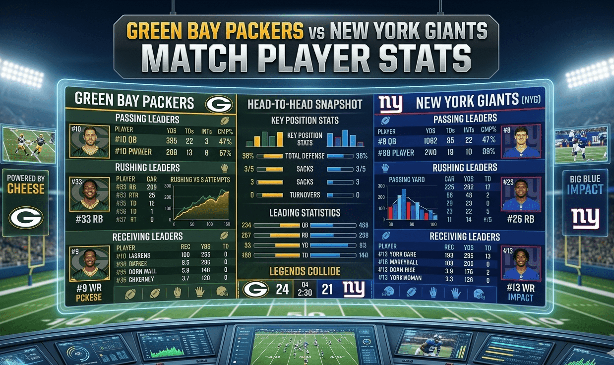 green bay packers vs new york giants match player stats
