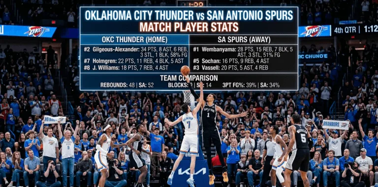 oklahoma city thunder vs san antonio spurs match player stats