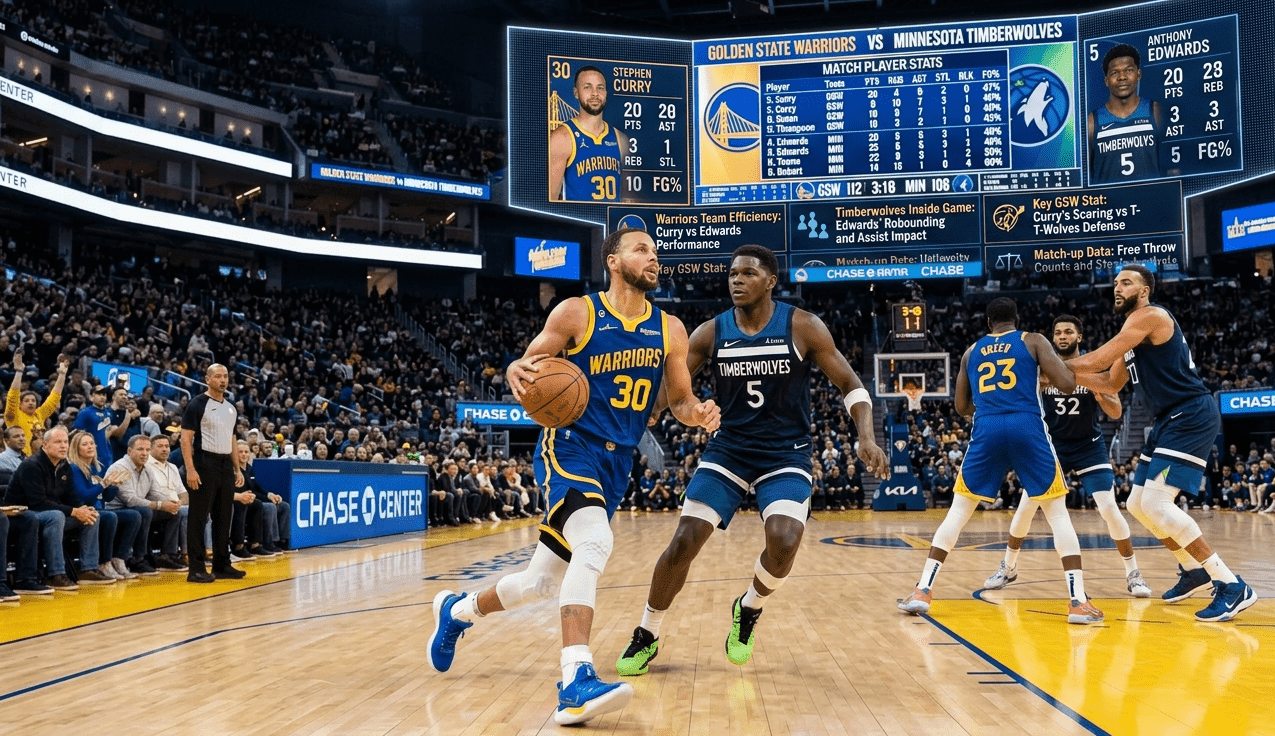golden state warriors vs timberwolves match player stats