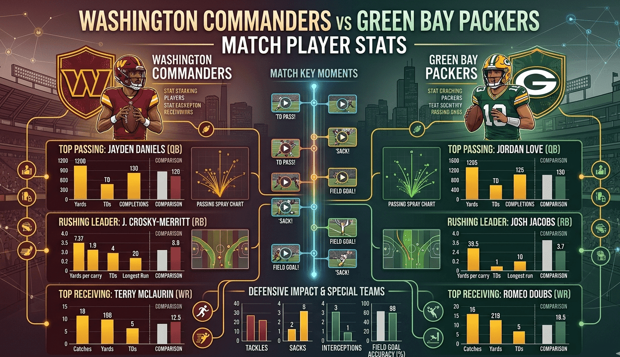 washington commanders vs green bay packers match player stats