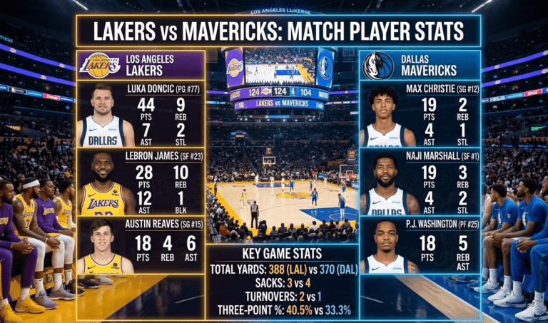 lakers vs dallas mavericks match player stats