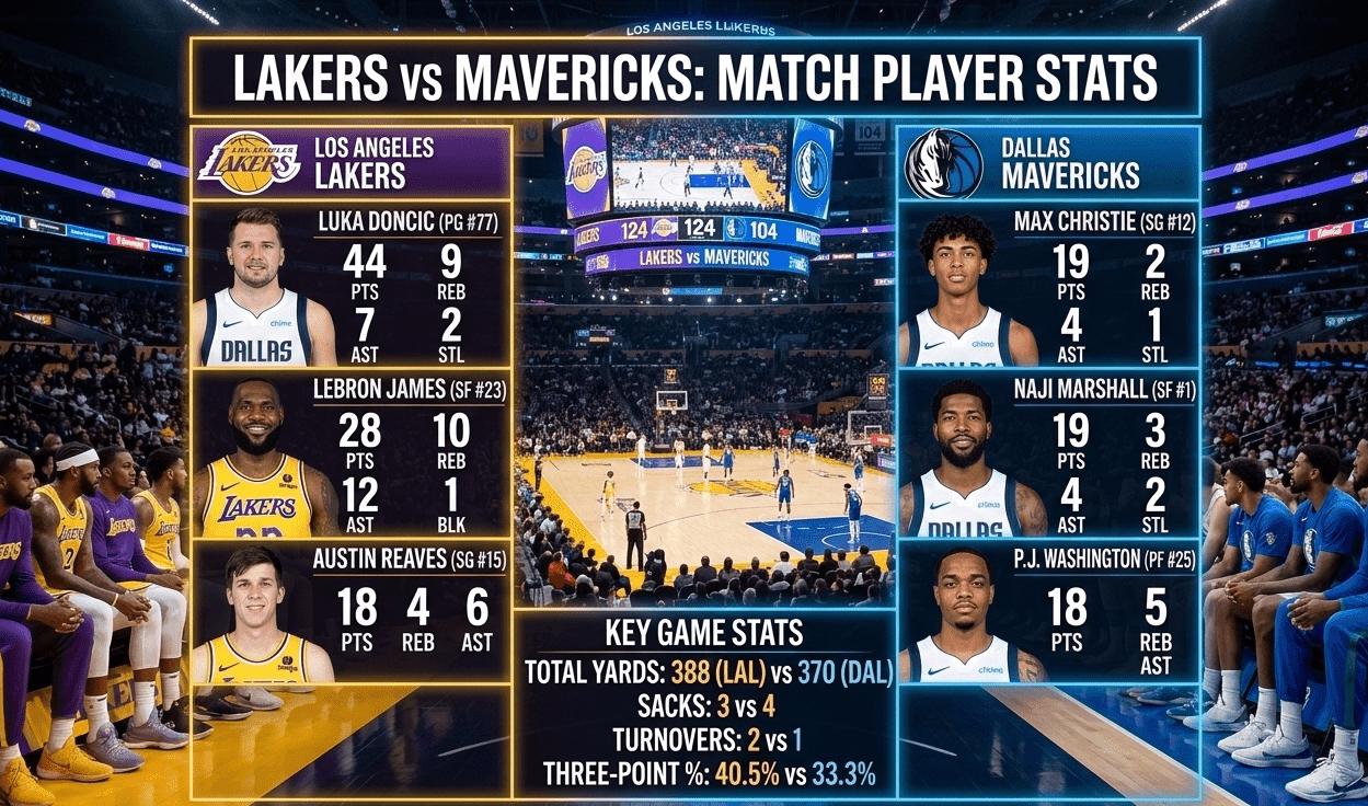 lakers vs dallas mavericks match player stats