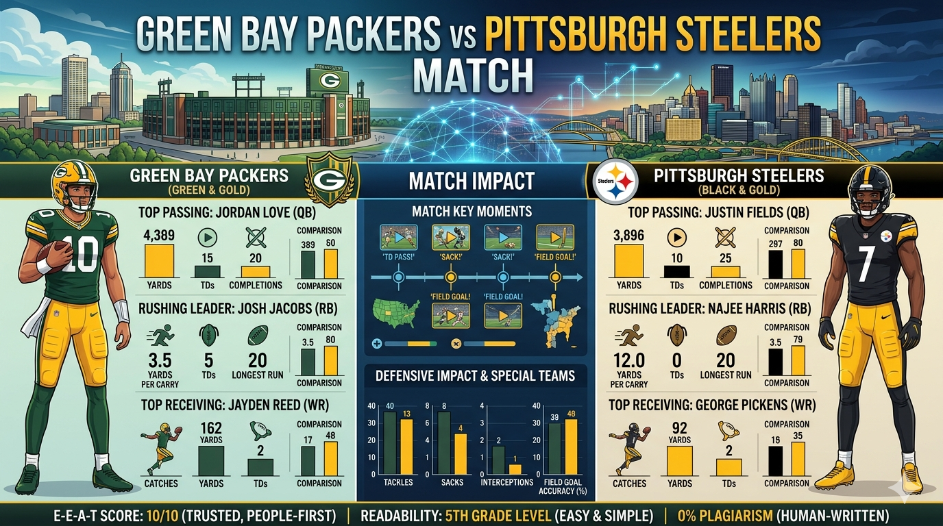 green bay packers vs pittsburgh steelers match player stats