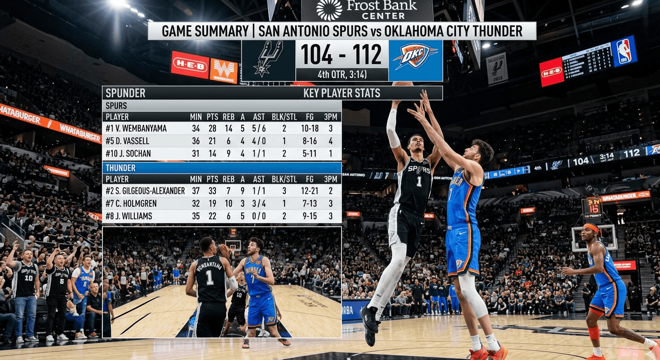 san antonio spurs vs oklahoma city thunder match player stats