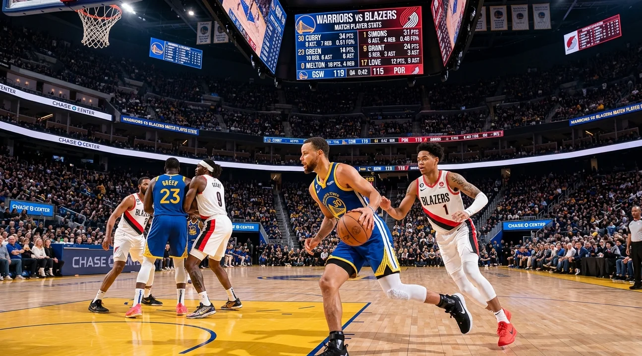 golden state warriors vs portland trail blazers match player stats