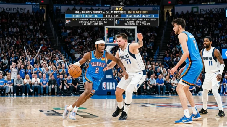 oklahoma city thunder vs dallas mavericks match player stats