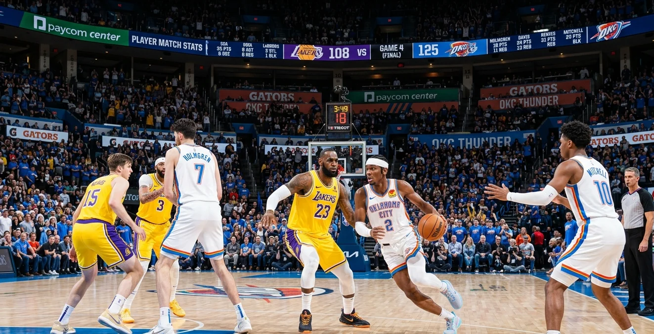 oklahoma city thunder vs lakers match player stats